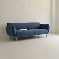 丹麥Sketch 柔軟線條布面三人沙發 (丹寧藍)