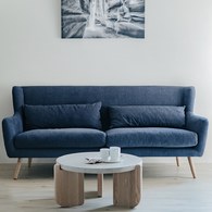 丹麥Sketch 北歐優雅扶手三人沙發 (深藍)