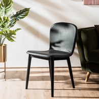 丹麥Sketch Puddle圓弧流線型皮革單椅 (黑)