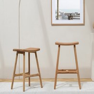 丹麥Sketch 微波浪皮革吧台椅 (橡木)