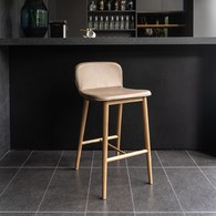 丹麥Sketch Puddle圓弧流線型吧台椅 (皮革/奶茶色)
