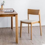 丹麥Sketch Poise典藏實木可堆疊單椅(橡木/米白皮革椅墊)