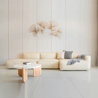 丹麥Sketch Baker積木皮革四人座沙發 (右向、石灰米)