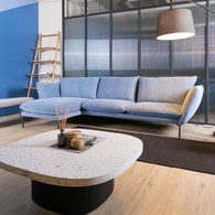 波蘭Sits Hugo金屬腳布面左向L型沙發 (天藍G、295公分)