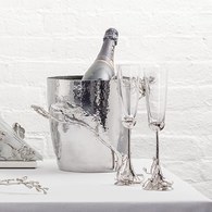 美國Michael Aram 優雅銀砌白蘭花造型香檳杯(2入)