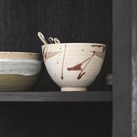 荷蘭HkLiving 京都和風紅棕色濺墨餐碗