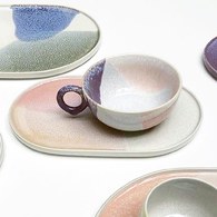 荷蘭HkLiving 粉彩調色藝術圓型茶杯(紫丁香+粉膚)