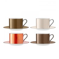 英國LSA 霓彩亮釉咖啡杯盤4入組 (茶棕)