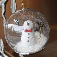 美國MichaelAram工藝飾品 銀白雪人球型聖誕裝飾