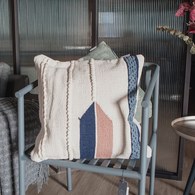 丹麥Hubsch 民族風編織方型靠枕 (粉)