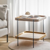 丹麥Sketch立體邊緣雙層方形邊桌(橡木)