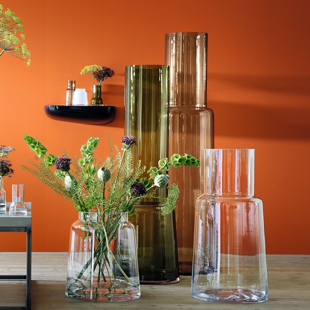 英國玻璃器皿lsa煙囪型玻璃花器橄欖綠 夏馬城市生活 夏馬城市生活