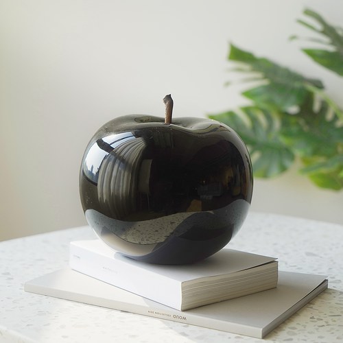 德國BULL&STEIN 黑釉陶瓷蘋果雕塑 (室內、直徑29公分)