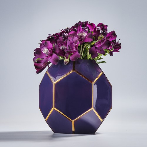 德國KARE 水晶寶石切面花器 (紫、高22公分)