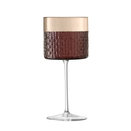 英國LSA 編織摺紋紅酒高腳杯2入組 (棕、320毫升)