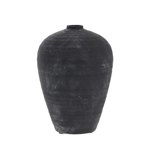 丹麥Lene Bjerre 質樸陶作窄口花器 (黑、高30公分)