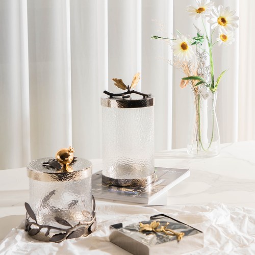 美國MichaelAram工藝飾品 鮮嫩石榴系列玻璃收納罐 (高12.7公分)