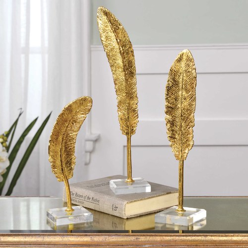 美國 Uttermost 金羽毛壓克力紙鎮擺飾 (高41公分)