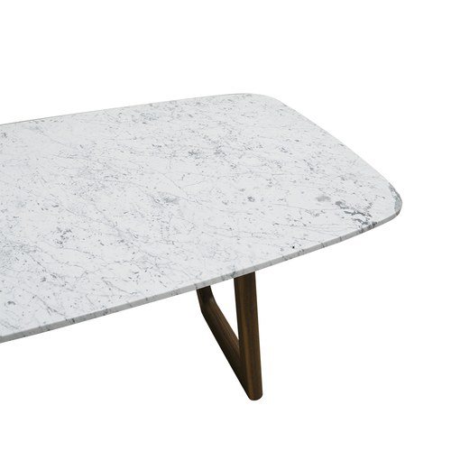 義大利OliverB 鏤空迴圈大理石餐桌 (白、200公分)