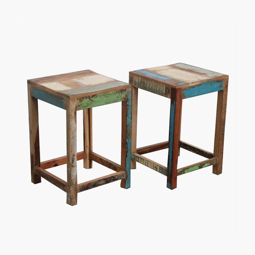 荷蘭RawMaterials 彩繪風方形木椅凳