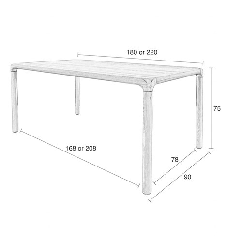 荷蘭Zuiver 倒角設計餐桌(胡桃木、長220公分)