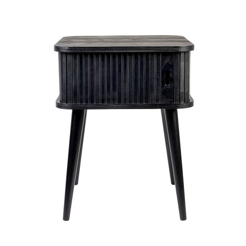 荷蘭Zuiver 方型木質拉門收納邊桌 (黑)