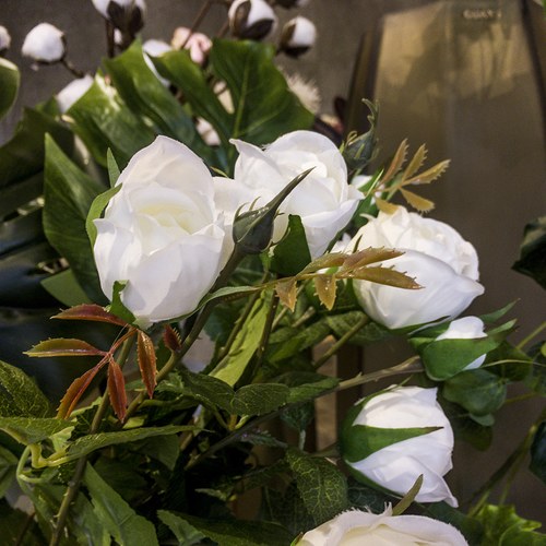 荷蘭Emerald人造花藝 白色玫瑰花 (長60公分)
