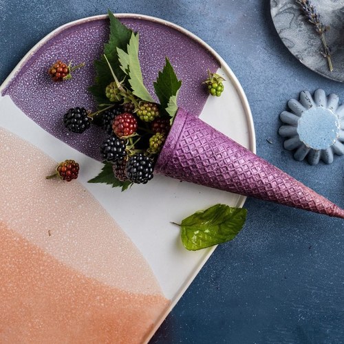 荷蘭HkLiving 粉彩調色藝術橢圓餐盤(粉橘+紫丁香)