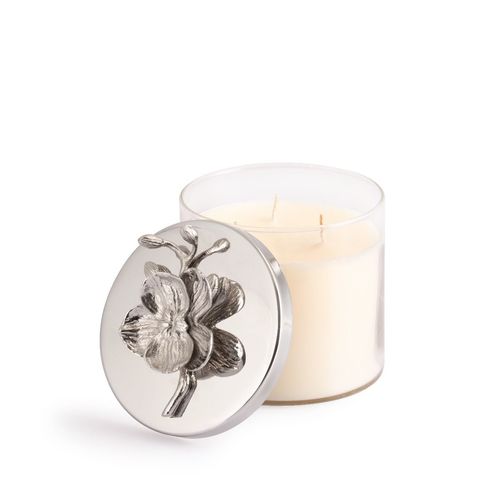 美國MichaelAram工藝飾品 銀砌白蘭花系列經典蠟燭