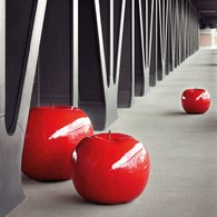 德國BULL＆STEIN 鮮紅色陶瓷釉光蘋果雕塑 (室內、直徑5.5公分)