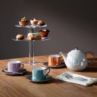 英國LSA 宮殿亮釉咖啡杯盤 (南瓜橘、250毫升)
