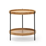 丹麥Sketch 立體邊緣雙層圓形邊桌 (橡木、直徑44cm)