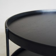 丹麥Sketch 立體邊緣雙層圓形茶几 (黑、直徑69cm)