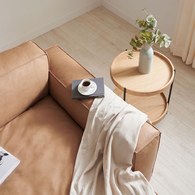 丹麥Sketch Baker積木皮革三人座沙發 (右向、焦糖)