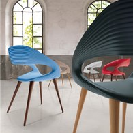 義大利OliverB 現代風流線懸空單椅 (橡木)