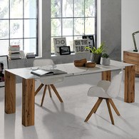 義大利OliverB 陶瓷實木柱腳餐桌 (長200公分)