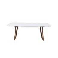 義大利OliverB 鏤空迴圈大理石餐桌 (白、200公分)