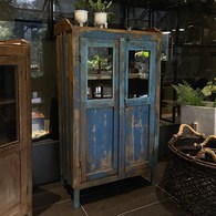 荷蘭RawMaterials 復古藍直紋置物櫥櫃 (高119公分)