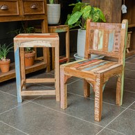 荷蘭RawMaterials 彩繪風方形木椅凳